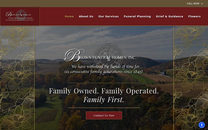 Captura de ecrã de brownfuneralhomesinc.org