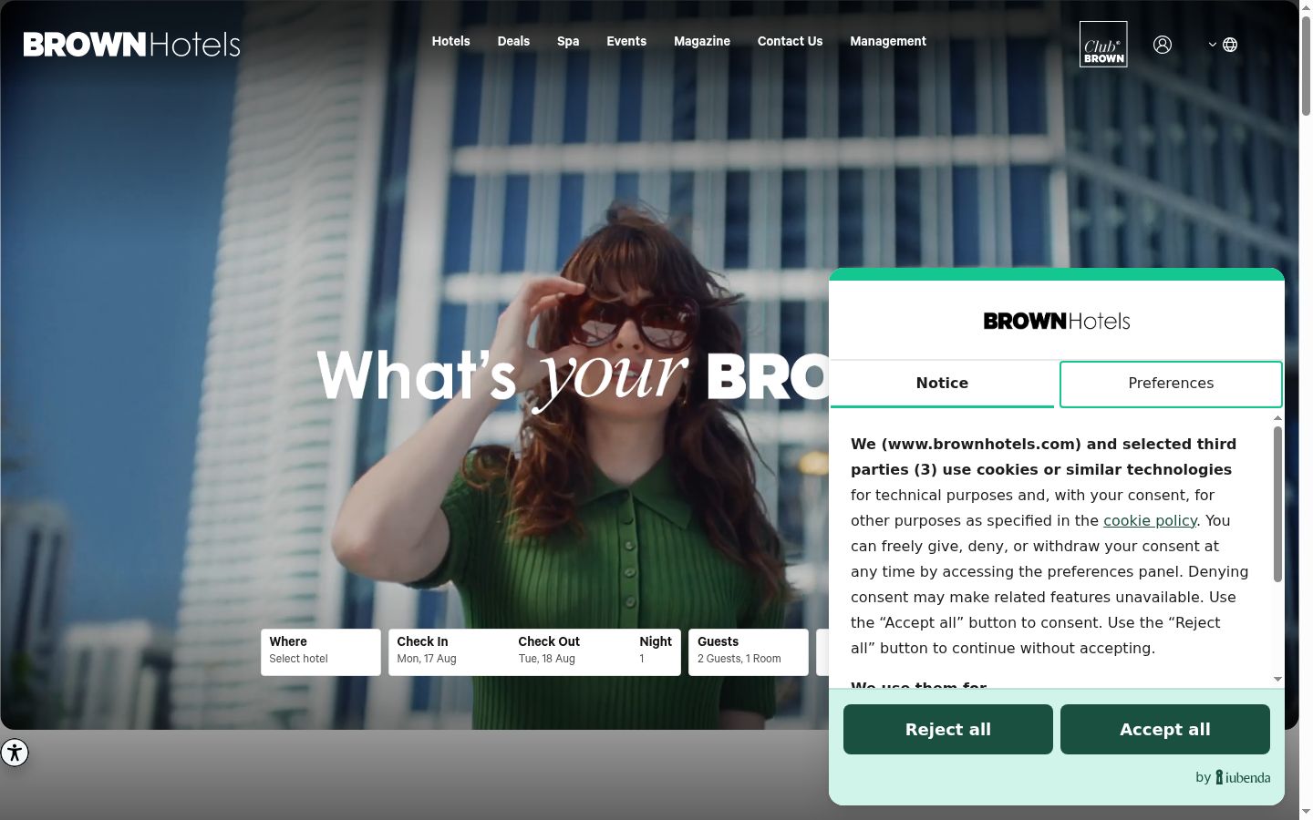 Screenshot of the consent banner shown before any interaction