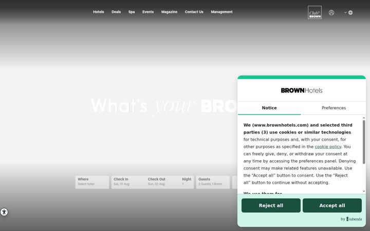 Screenshot of brownhotels.com
