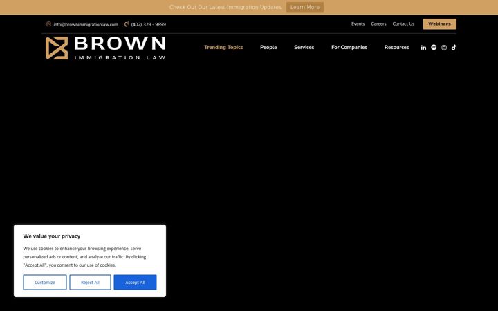 Screenshot of brownimmigrationlaw.com