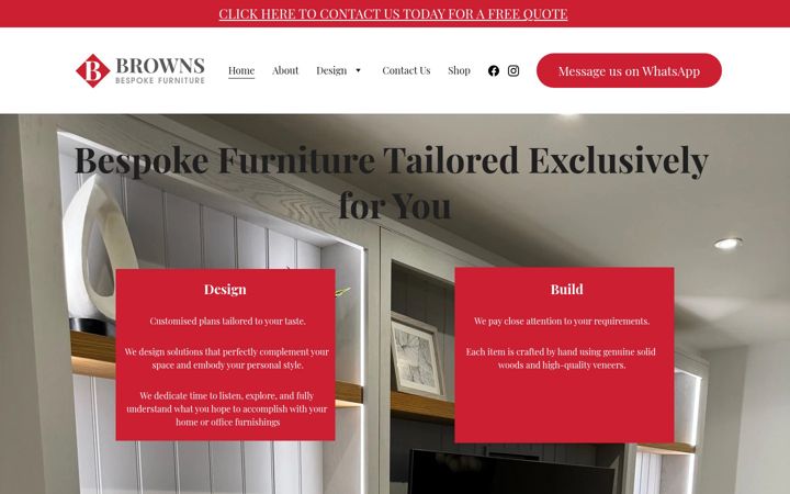 Screenshot of brownsbespokefurniture.co.uk