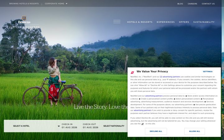 Screenshot of brownshotels.com