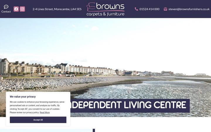 Screenshot of brownsindependentliving.co.uk