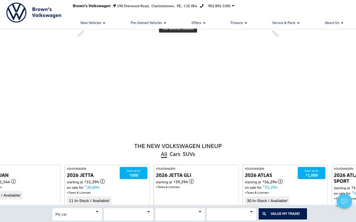 Screenshot of brownsvw.ca
