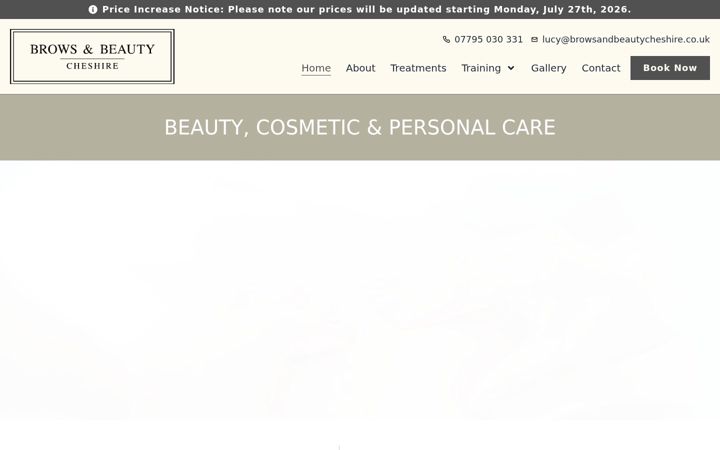 Screenshot of browsandbeautycheshire.co.uk