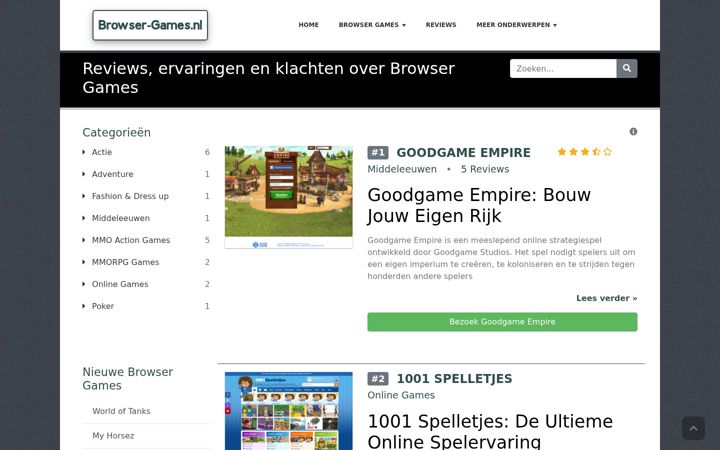 Captură de ecran a browser-games.nl