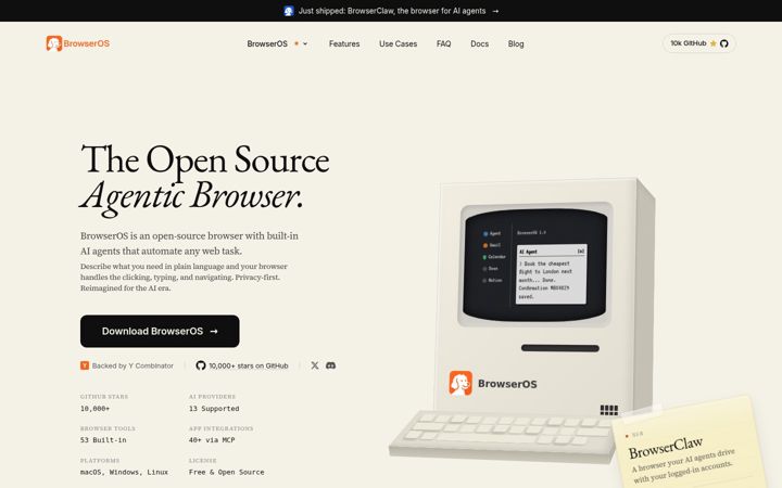 Screenshot of browseros.com