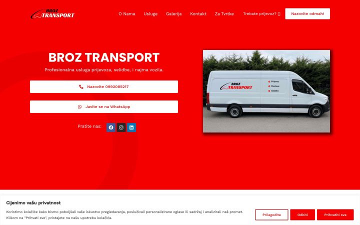 Screenshot of broztransport.com