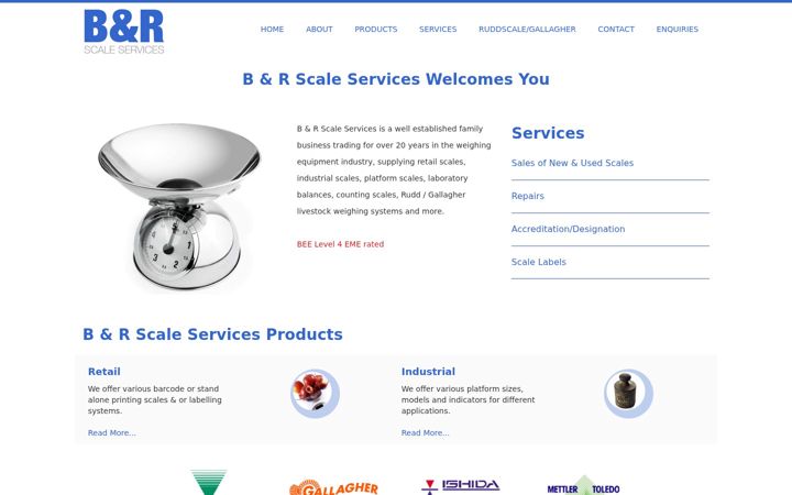 Screenshot of brscaleservices.co.za