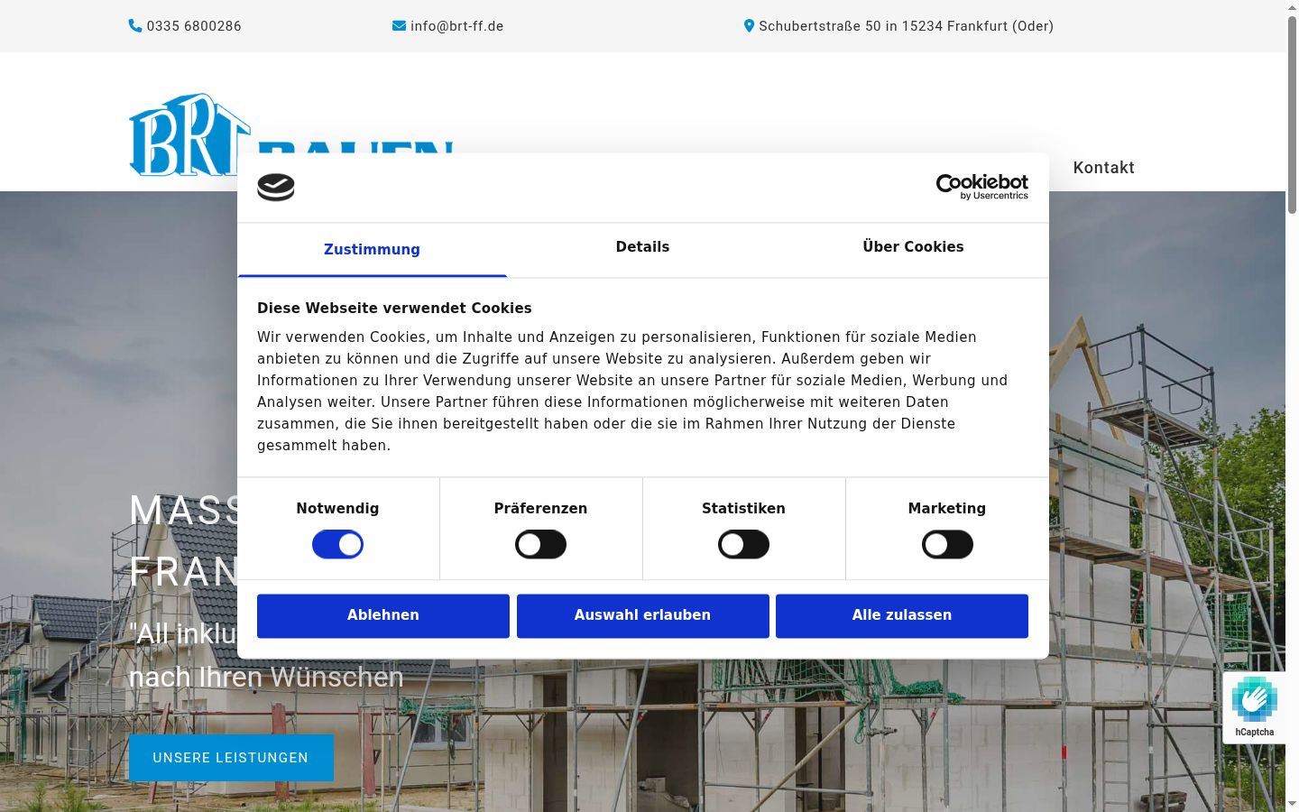 Screenshot del banner di consenso mostrato prima di qualsiasi interazione