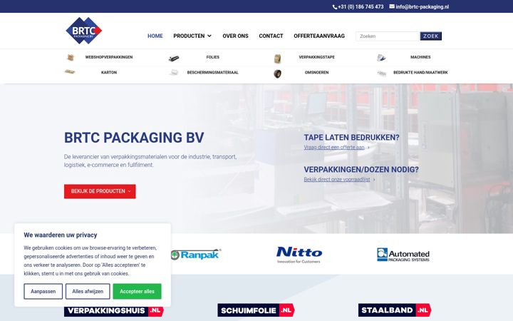 Captură de ecran a brtc-packaging.nl