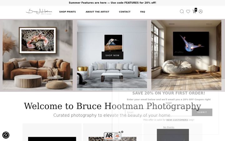 Screenshot of brucehootmanphotography.com