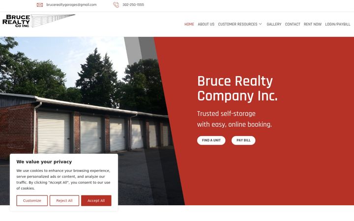 Screenshot of brucerealtygarages.com