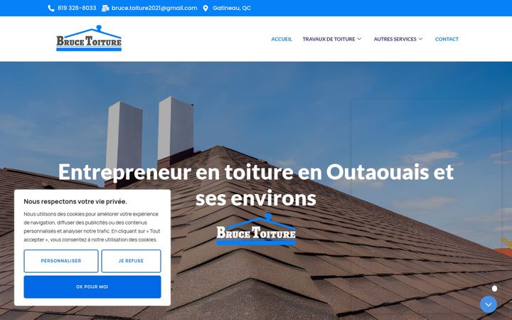 Screenshot of brucetoiture.ca