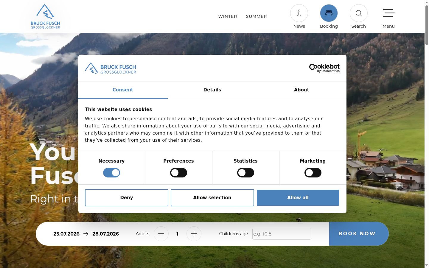 Screenshot of the consent banner shown before any interaction