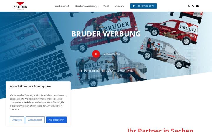 Екранна снимка на bruder-werbung.de