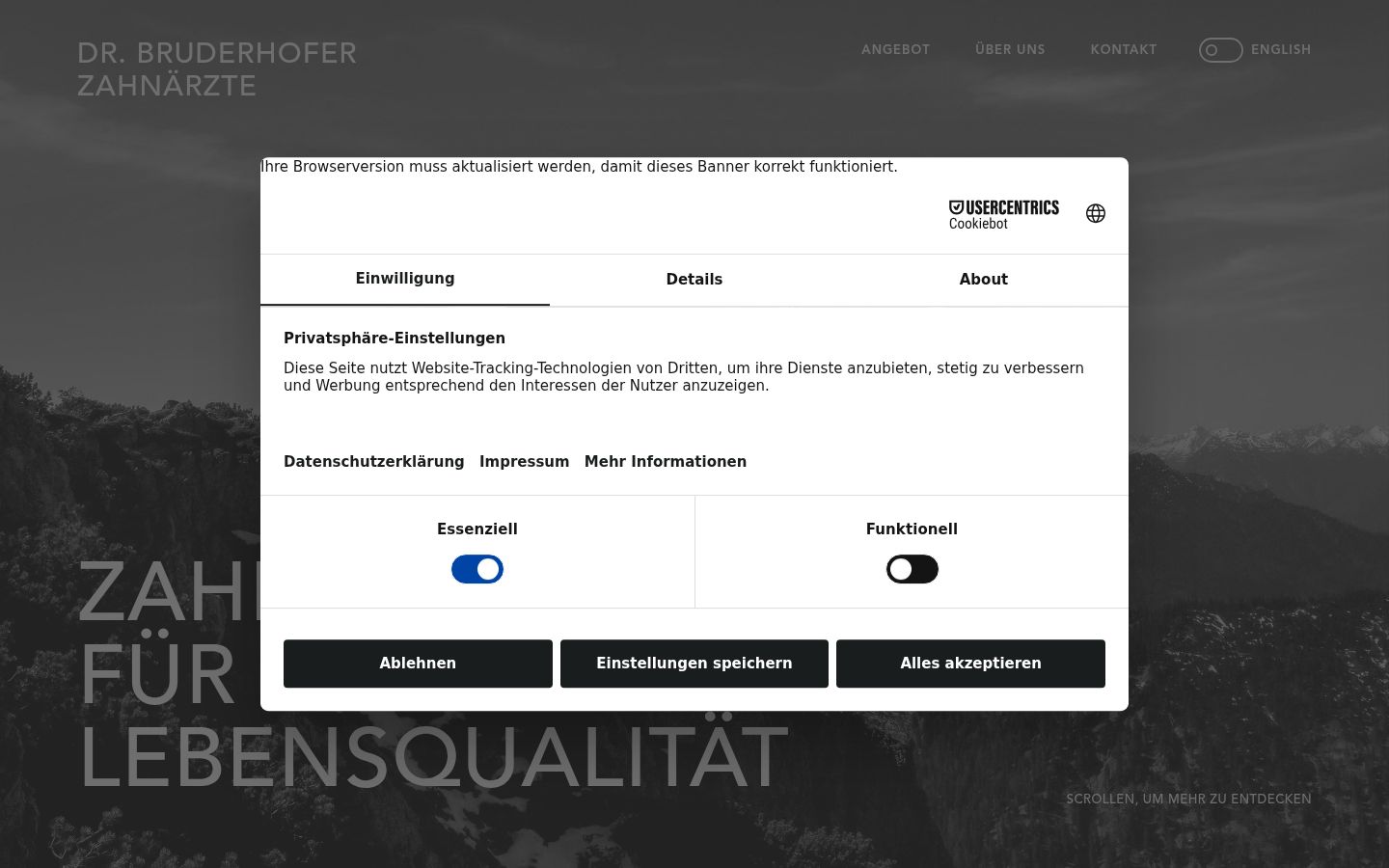 Screenshot of the consent banner shown before any interaction