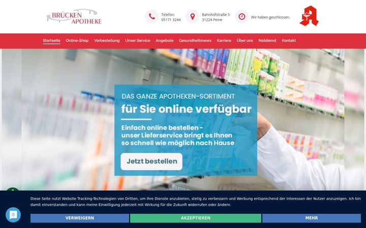 Screenshot of brueckenapothekepeine.de