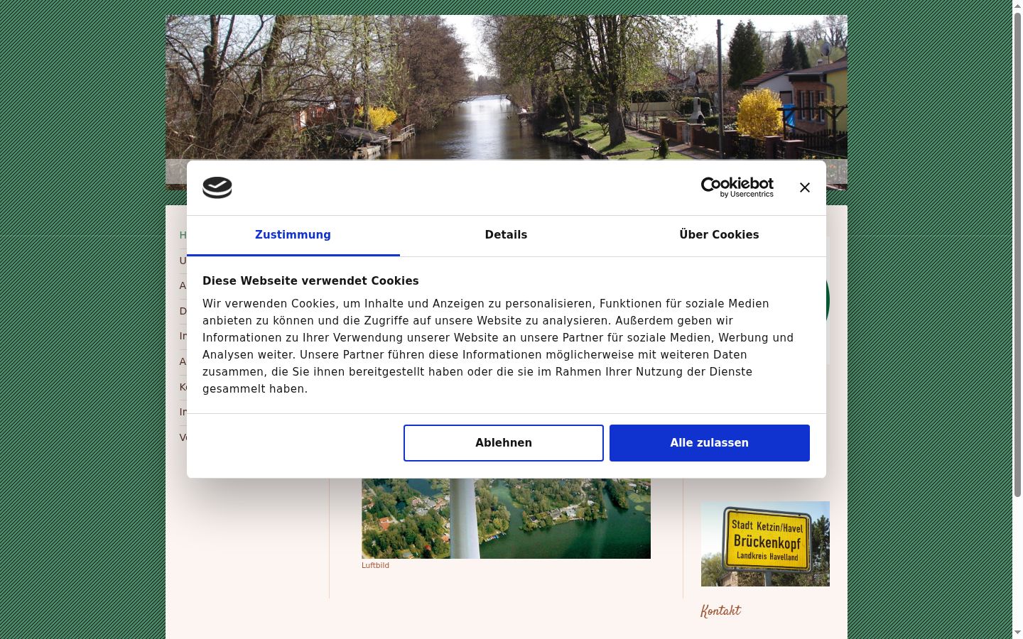 Screenshot des Einwilligungsbanners vor jeglicher Interaktion