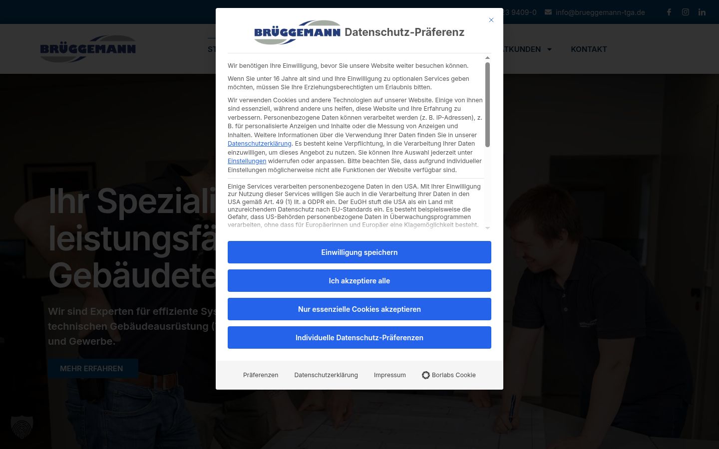 Ekrānuzņēmums ar piekrišanas baneri, kas tika rādīts pirms jebkādas mijiedarbības