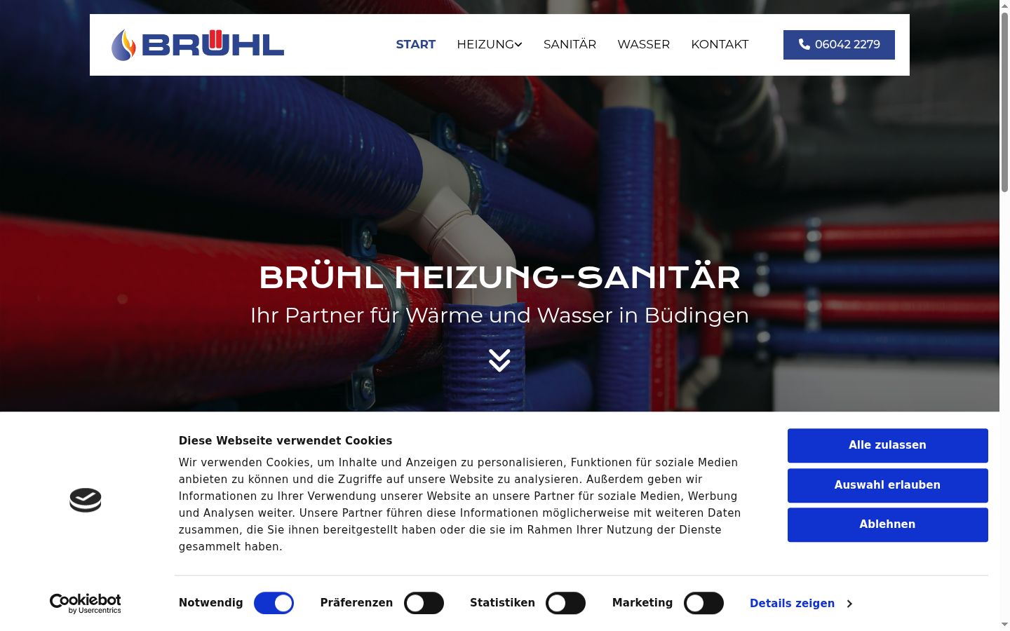 Screenshot des Einwilligungsbanners vor jeglicher Interaktion