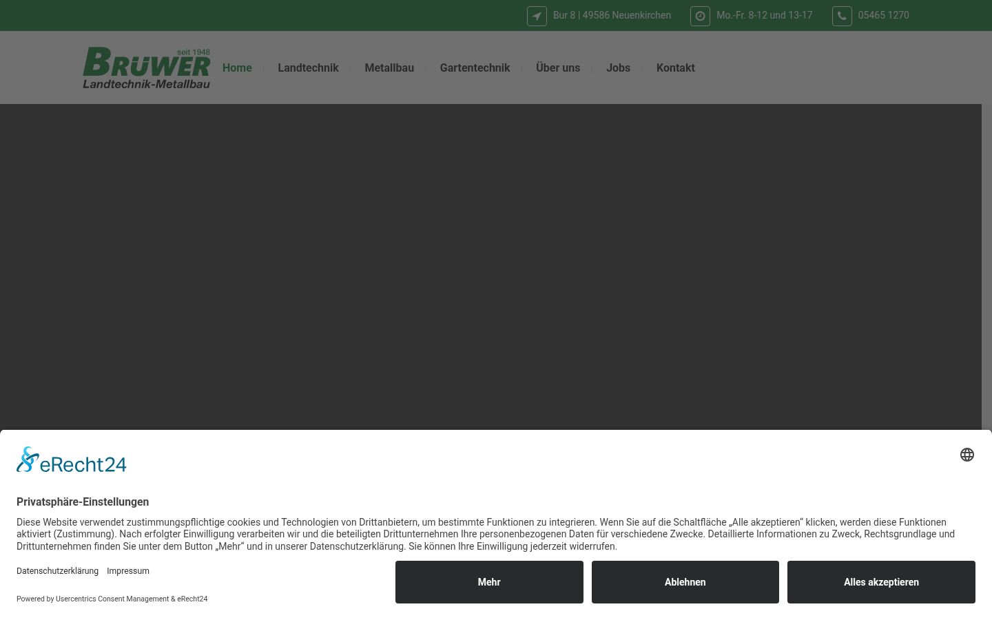 Screenshot des Einwilligungsbanners vor jeglicher Interaktion