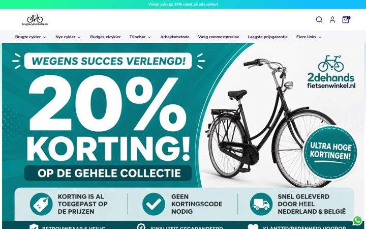 Screenshot of brugtecyklerbutik.dk