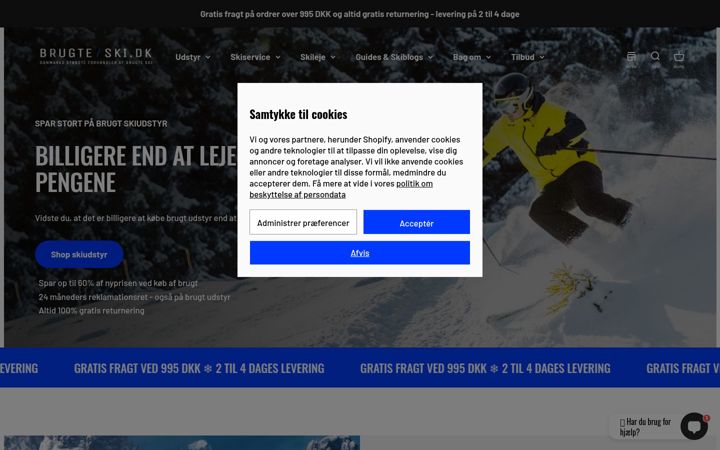 Screenshot of brugteski.dk