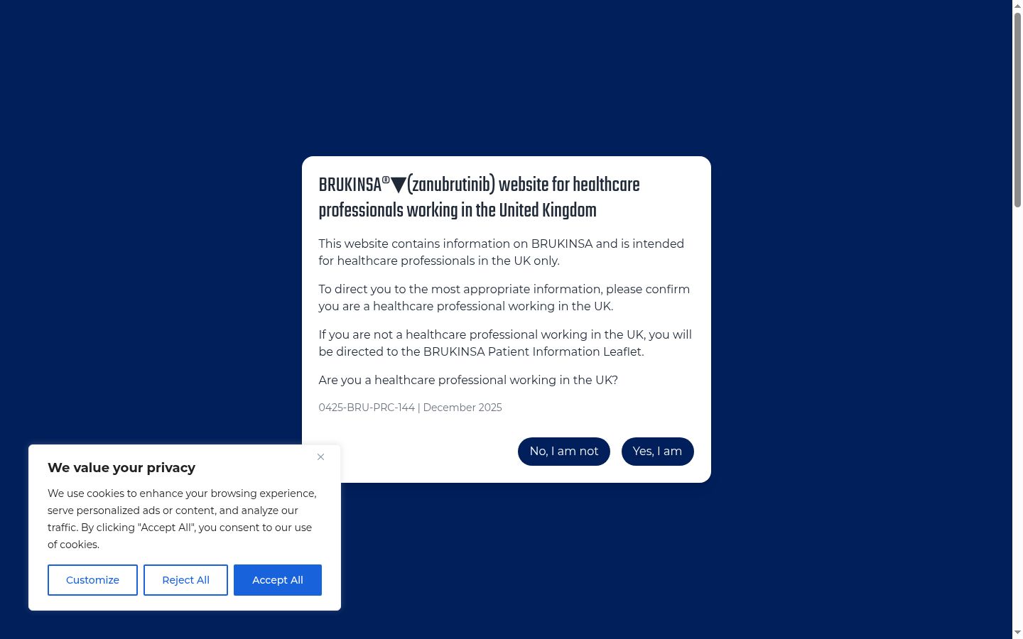 Capture d'écran de la bannière de consentement affichée avant toute interaction