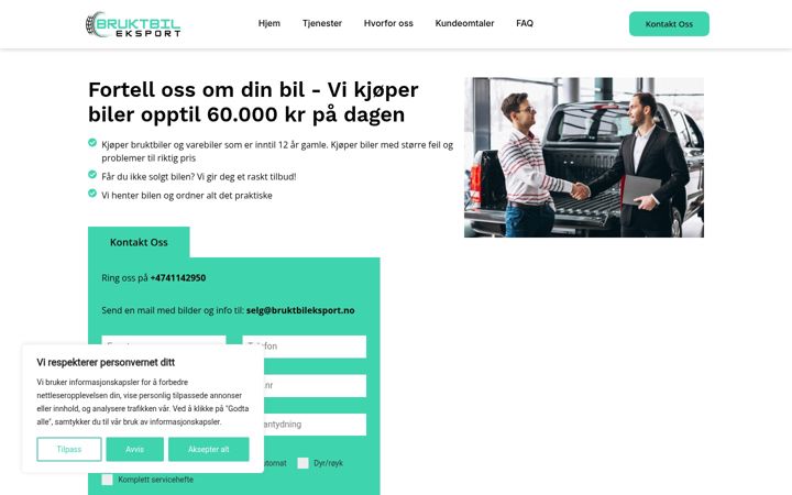 Screenshot of bruktbileksport.no