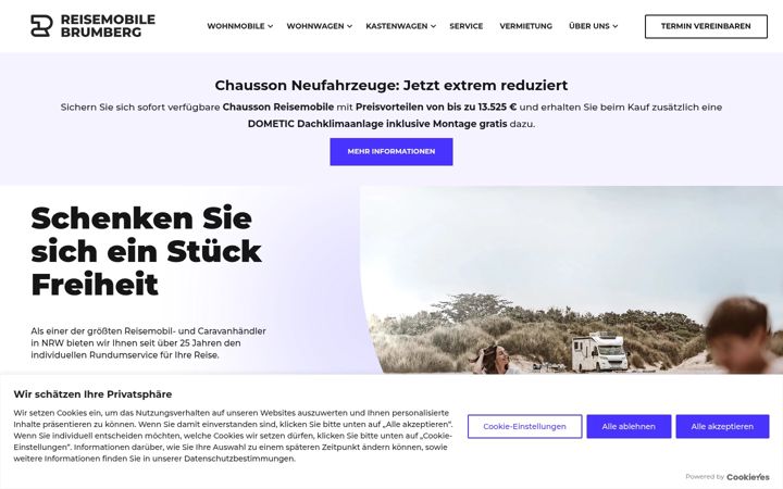 Captură de ecran a brumberg-reisemobile.de
