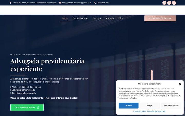 Screenshot of brunaalvesadv.com