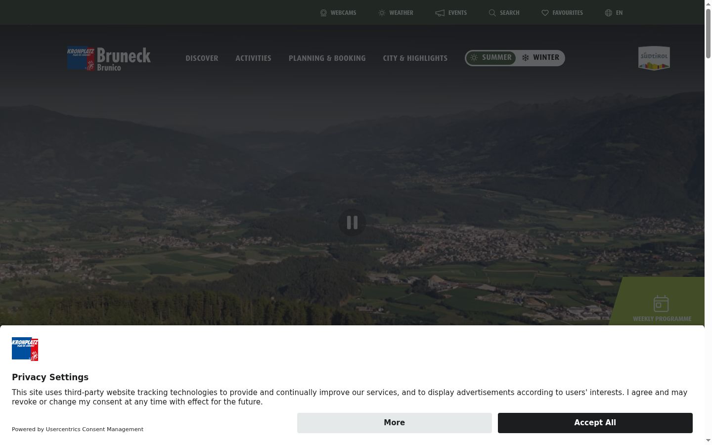 Screenshot of the consent banner shown before any interaction