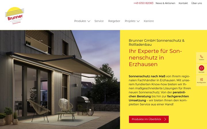 Screenshot of brunner-sonnenschutz.com
