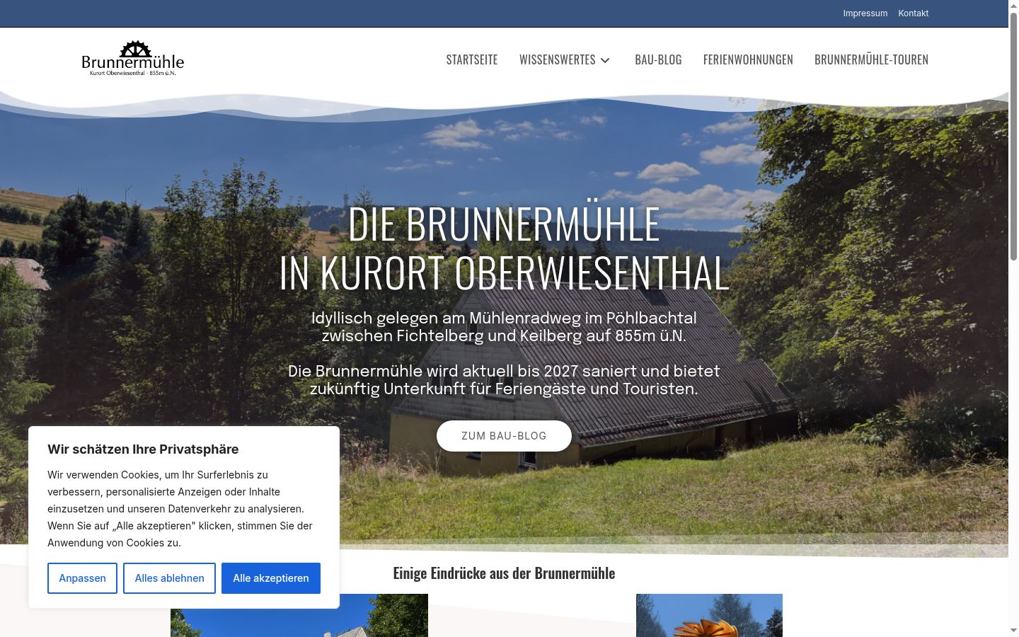 Screenshot des Einwilligungsbanners vor jeglicher Interaktion