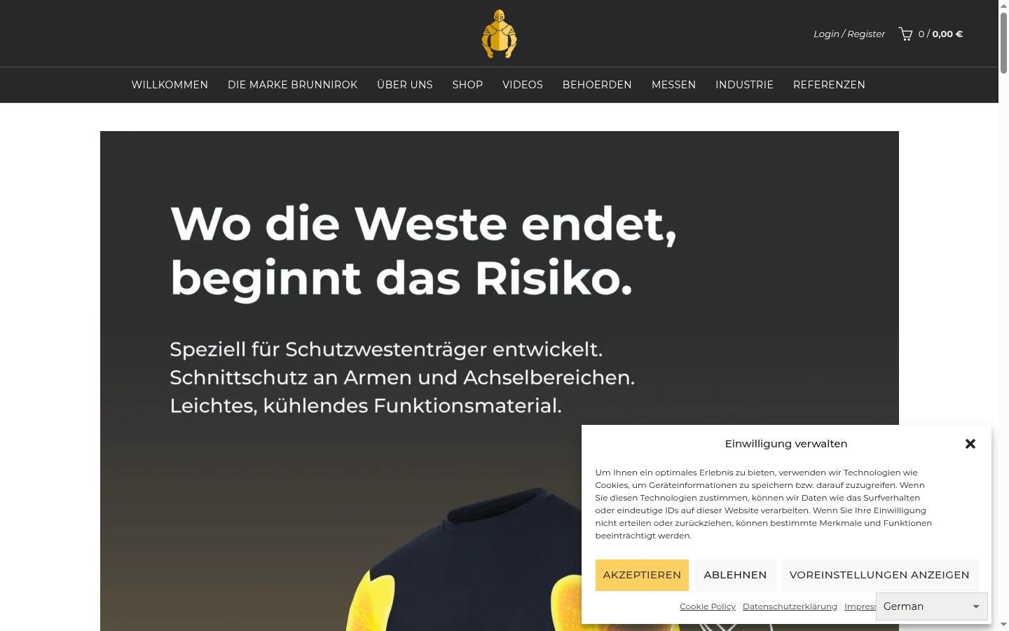 Screenshot of the consent banner shown before any interaction