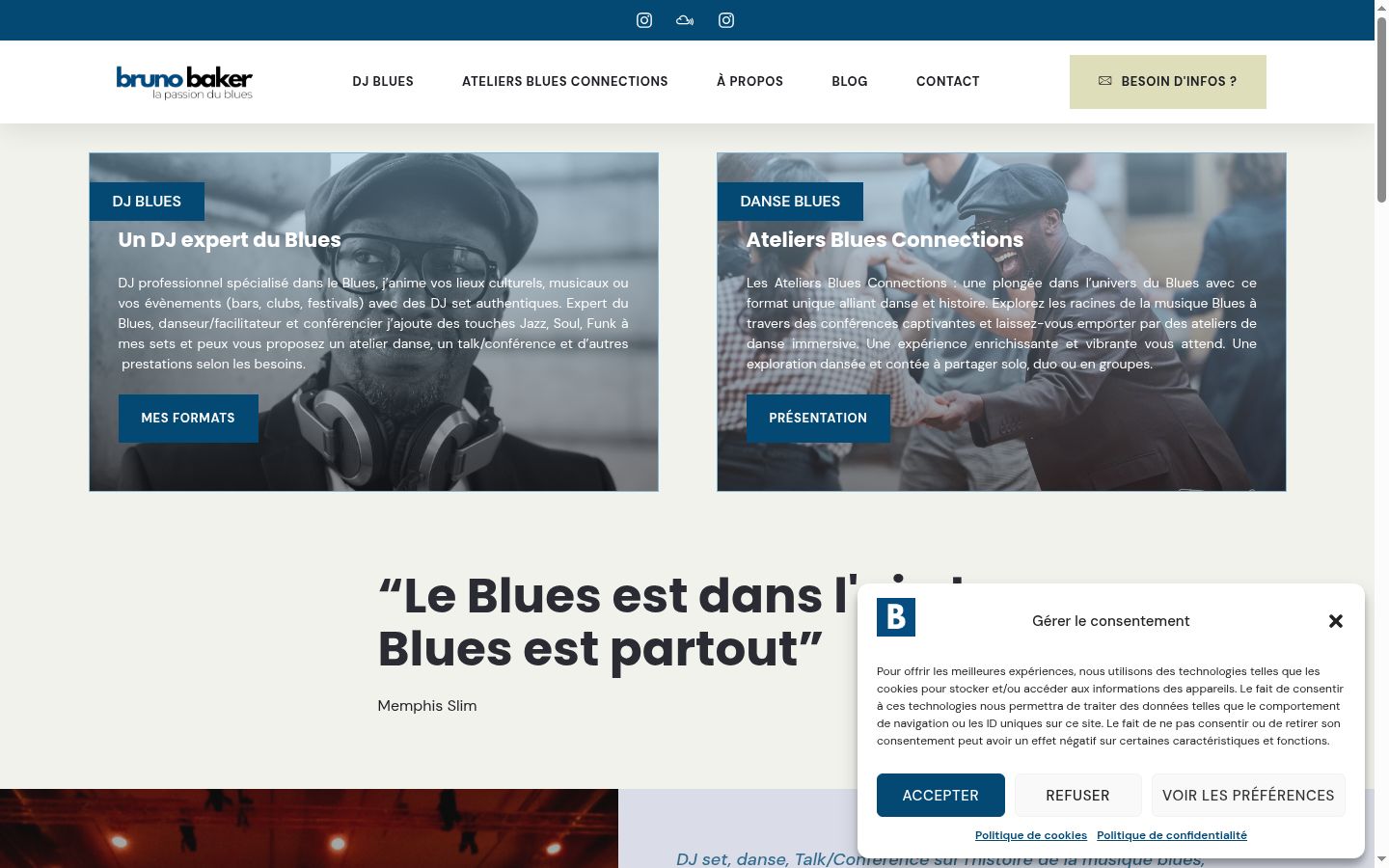 Screenshot del banner di consenso mostrato prima di qualsiasi interazione