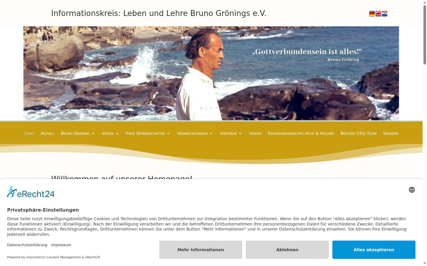 Screenshot del banner di consenso mostrato prima di qualsiasi interazione