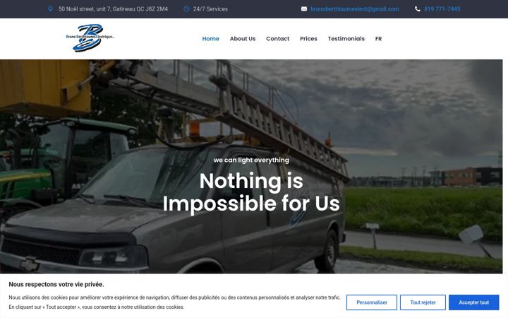 Screenshot of brunoberthiaumeelectrique.com