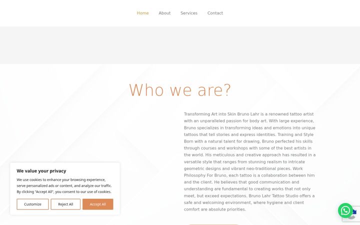 Screenshot of brunolahrtattoo.com