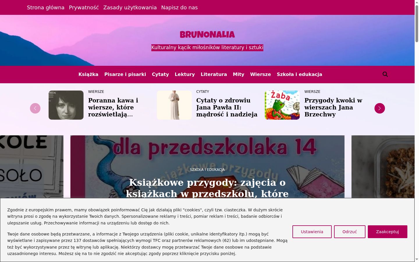 Képernyőkép a bármilyen interakció előtt megjelenő hozzájárulási bannerről