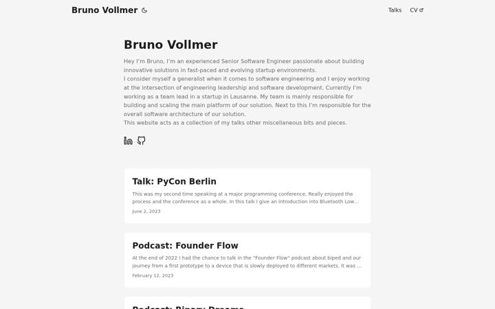 Screenshot of brunovollmer.com