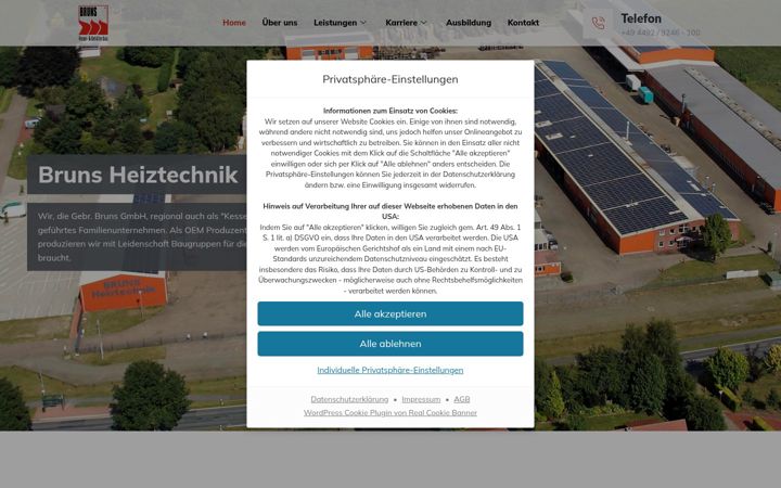 Screenshot stránky bruns-heiztechnik.de