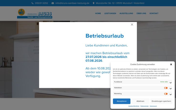 Screenshot stránky bruns-sanitaer-heizung.de