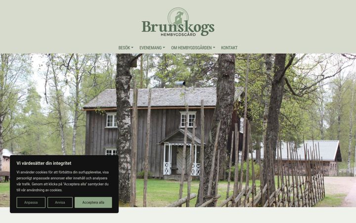 Screenshot of brunskogshembygdsgard.se