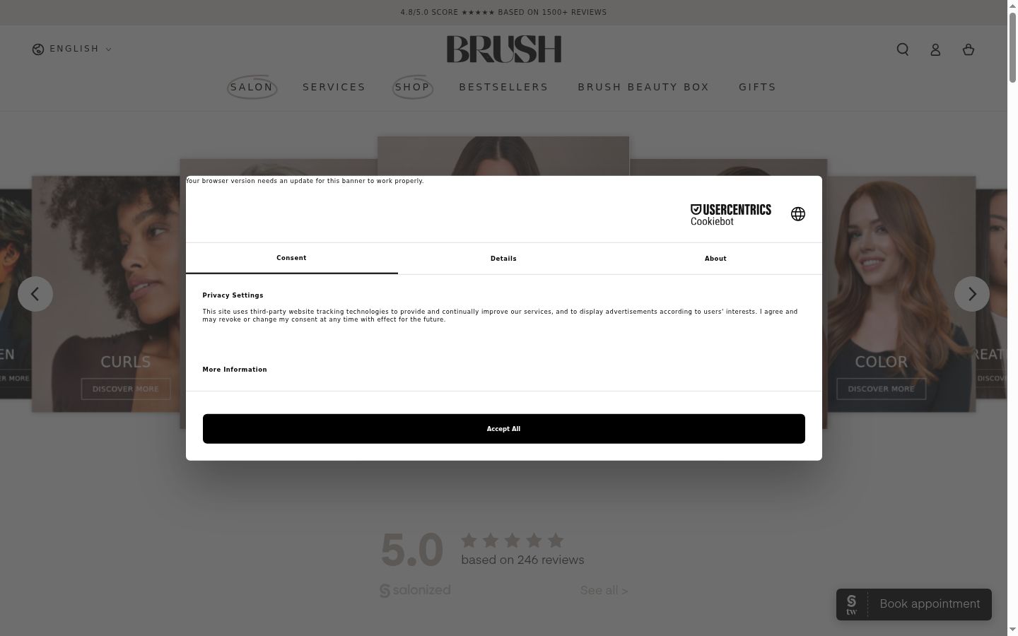 Screenshot of the consent banner shown before any interaction