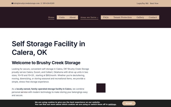 Screenshot of brushycreekstorage.com