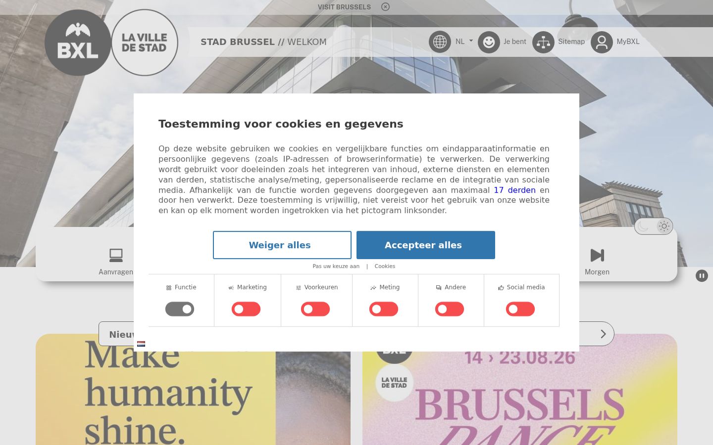 Képernyőkép a bármilyen interakció előtt megjelenő hozzájárulási bannerről