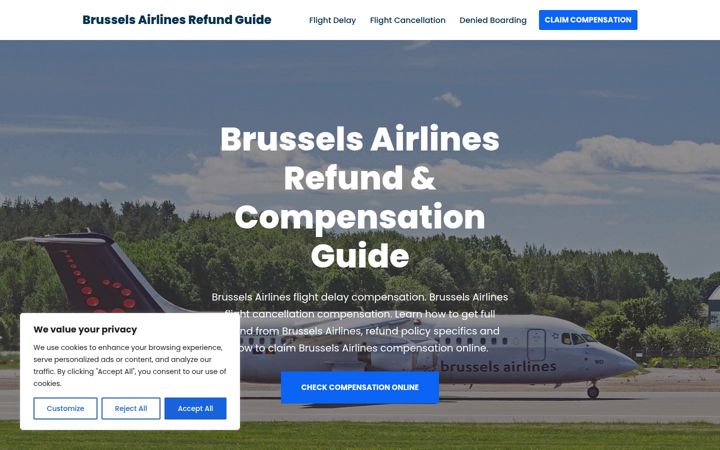Screenshot of brusselsairlinesrefund.com