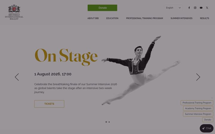 Kuvakaappaus sivustosta brusselsintballet.org